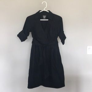 Black Cotton Collared Shirt w/ Sash